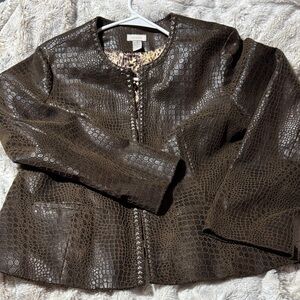 Chico's Dark Brown Textured Blazer